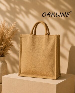 OAKLINE Jute Tote Bag — premium eco-friendly handbag for shopping, travel, gifting, office, beach, everyday luxury lifestyle fashion carryall.