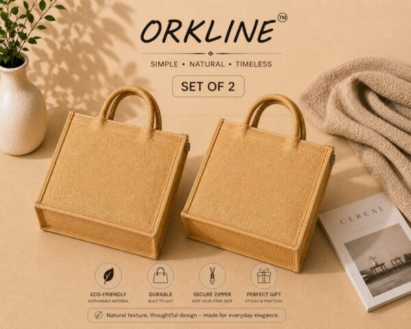 OAKLINE Jute Tote Bag — premium eco-friendly handbag for shopping, travel, gifting, office, beach, everyday luxury lifestyle fashion carryall.