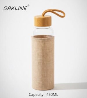 OAKLINE Glass Bottle with Jute bag for bottle — premium eco-friendly glass bottle with handcrafted jute carry bag for travel, office, gym, gifting, everyday hydration.